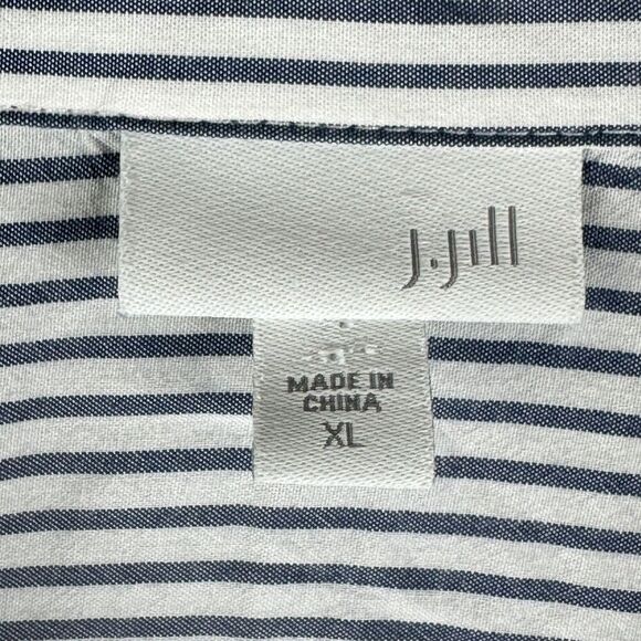 J Jill Tunic Top Womens XL Blue Striped Button Rayon Lightweight Coastal Beach* - Picture 11 of 14